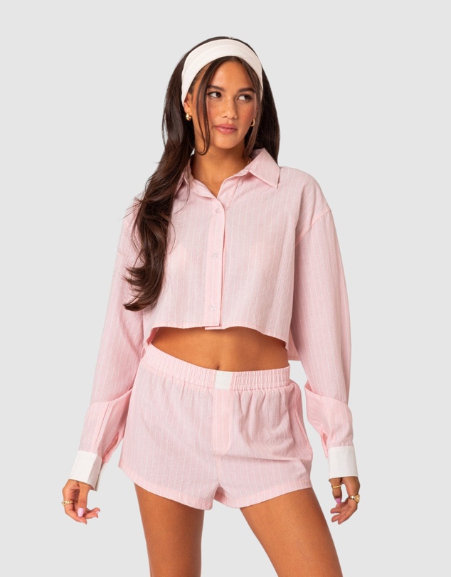 EDIKTED - Lea cropped button up shirt