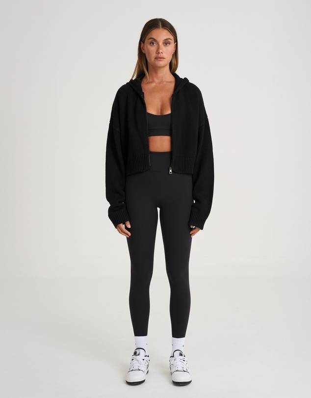All Fenix - Zip Up Crop Knit Hoodie