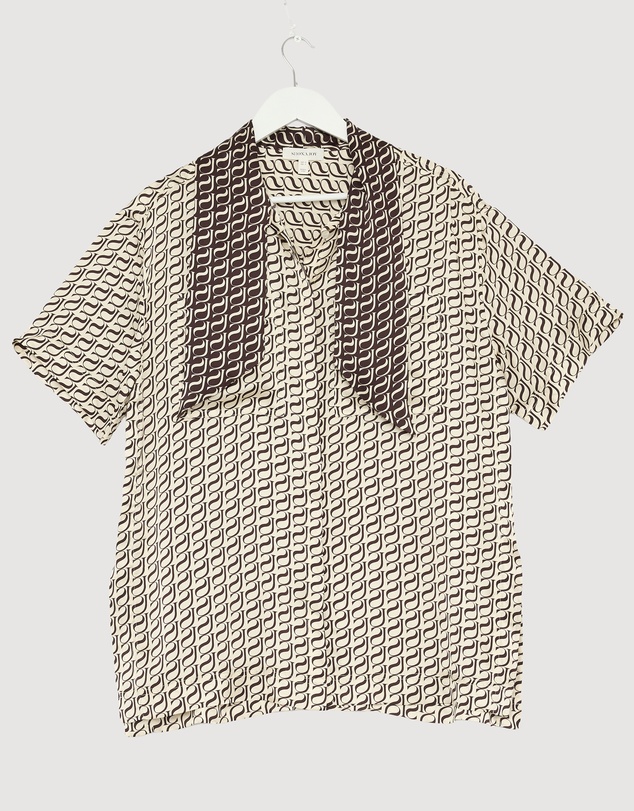 Revibe - Repaired Shona Joy Monogram Silk Contrast Shirt - AU 10