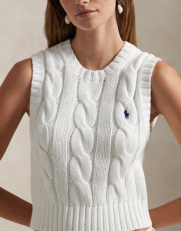 Polo Ralph Lauren - Cable-Knit Cotton Cropped Vest