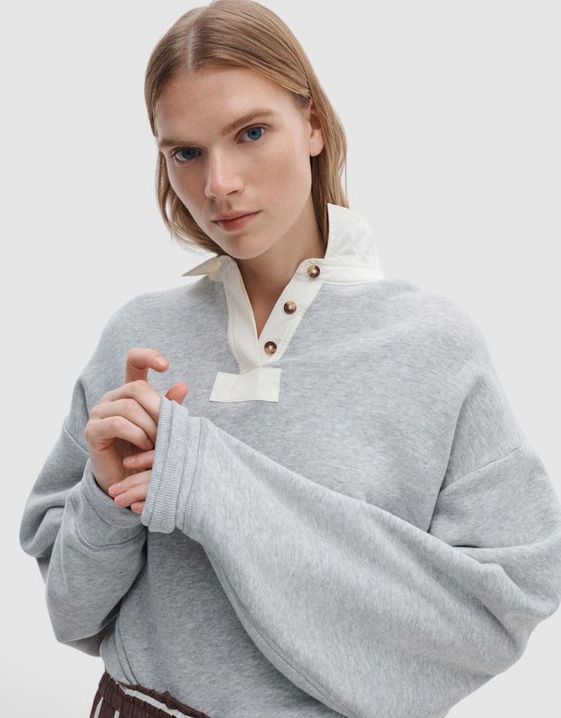 rag & bone - Vintage Terry Oversized Polo Sweatshirt