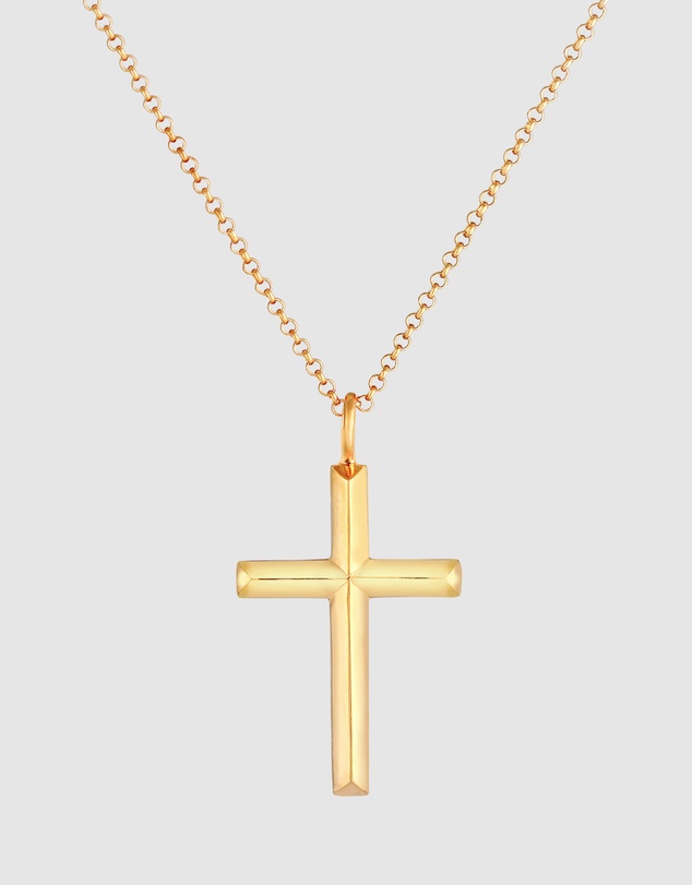 Kuzzoi - ICONIC EXCLUSIVE - Long Necklace with Cross Pendant in Gold-Plated 925 Sterling Silver