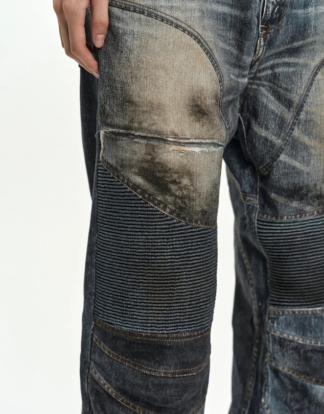 Andersson Bell - Denim Trompe-L'oeil Graphic Biker Jeans - Unisex