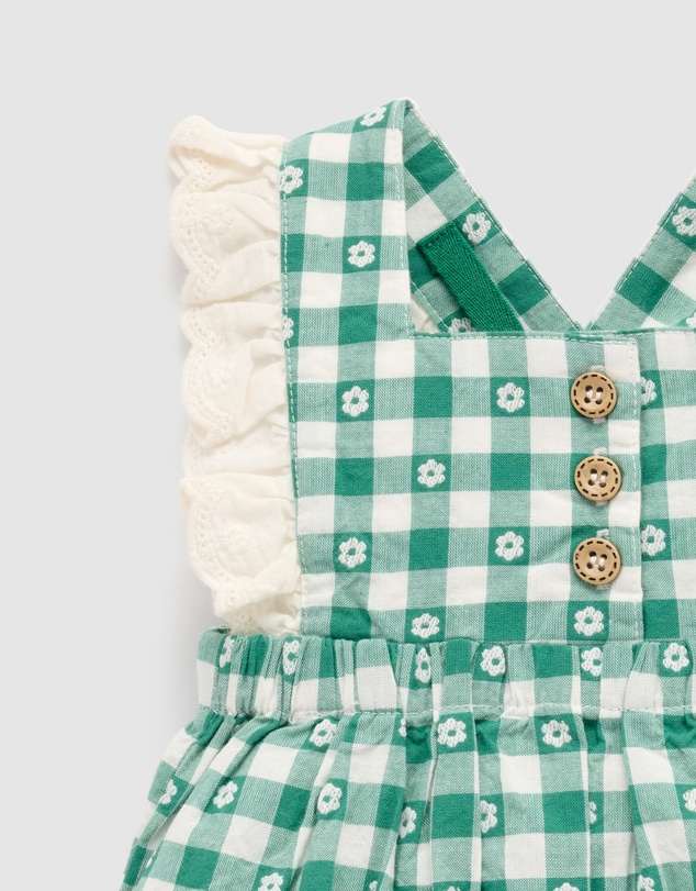 Purebaby - Gingham Overall Bodysuit-Kids-Babies