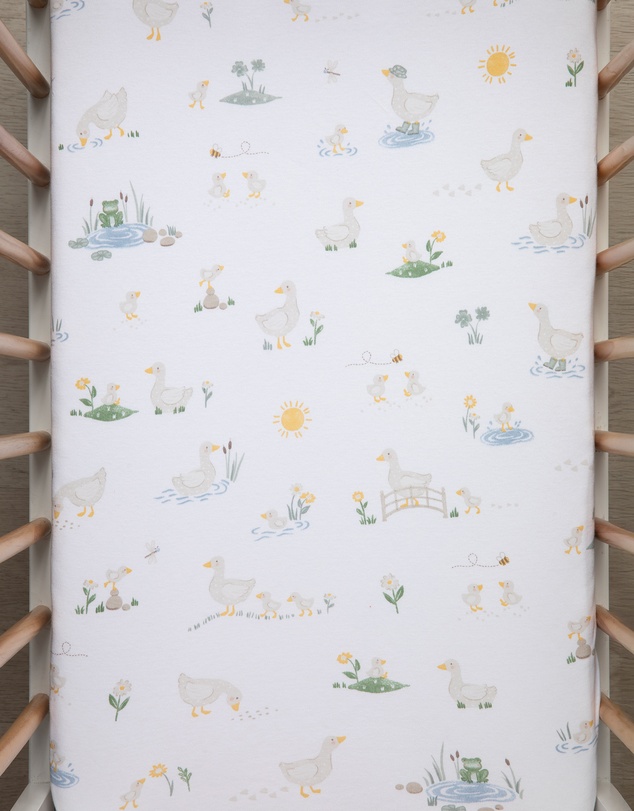 Living Textiles - 2 Pack Organic Bedside Sleeper Fitted Sheet - Goosey Goosey