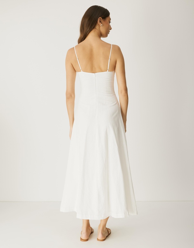 Atmos&Here - Cinch Waist Linen Blend Midi Dress