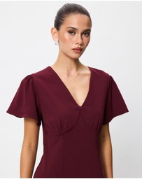Tussah - Isabella Flutter Sleeve Crepe Midi Dress