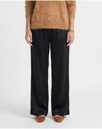 SILK MAGNOLIA - Silk Satin Elastic Pants