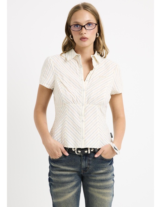 Insight - Zahra Short Sleeeve Bias Stripe Shirt