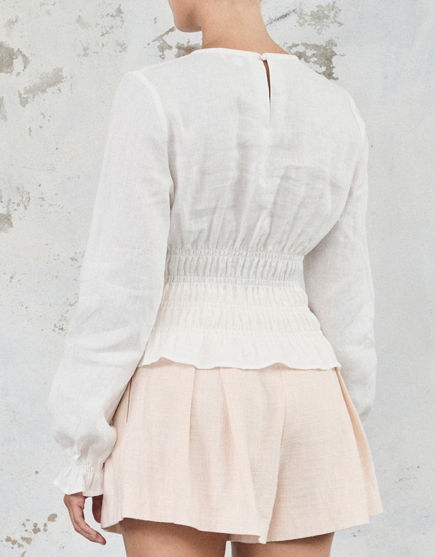 FRIEND of AUDREY - The Linen Shirred Top
