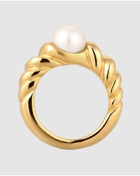 Elli Jewelry - Ring Pearl 925 Sterling Silver Gold-Plated