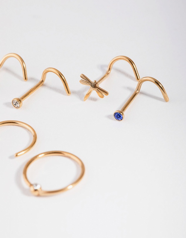 Lovisa - Surgical Steel Diamante Animal Nose Ring 6-Pack