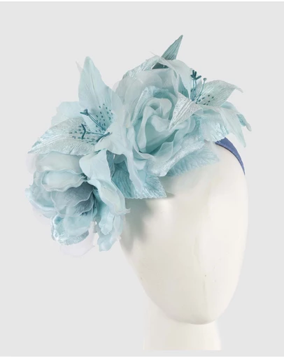 Max Alexander - Large Blue Flower Headband Fascinator