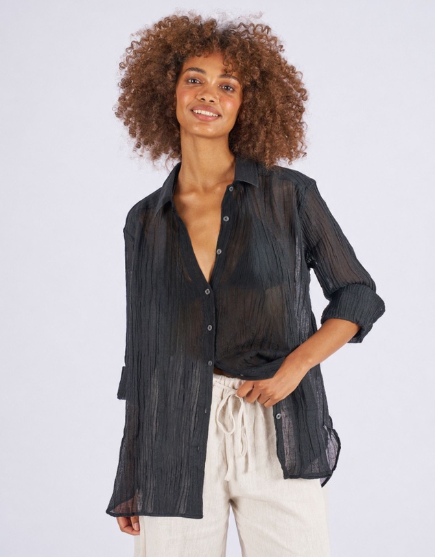 CAMIXA - Crinkle Oversized Linen Shirt
