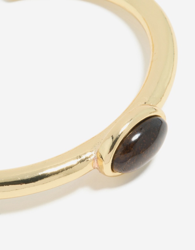 Lovisa - Waterproof Gold Plated Stainless Steel Tigers Eye Semi Precious Stone Open Wrist Cuff
