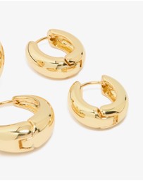 Lovisa - Gold Plated Thick Small & Large Huggie Earrings 2-Pack