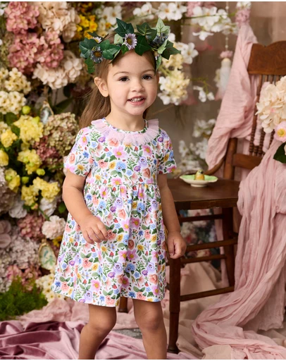 Fleur Harris - 'Heirloom Treasures' Pettaline Dress in Snow Floral