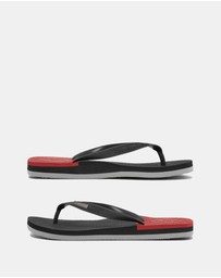 Boomerangz Footwear - Men's Black/Grey/Red Thongs with arch support and 2 x interchangeable straps