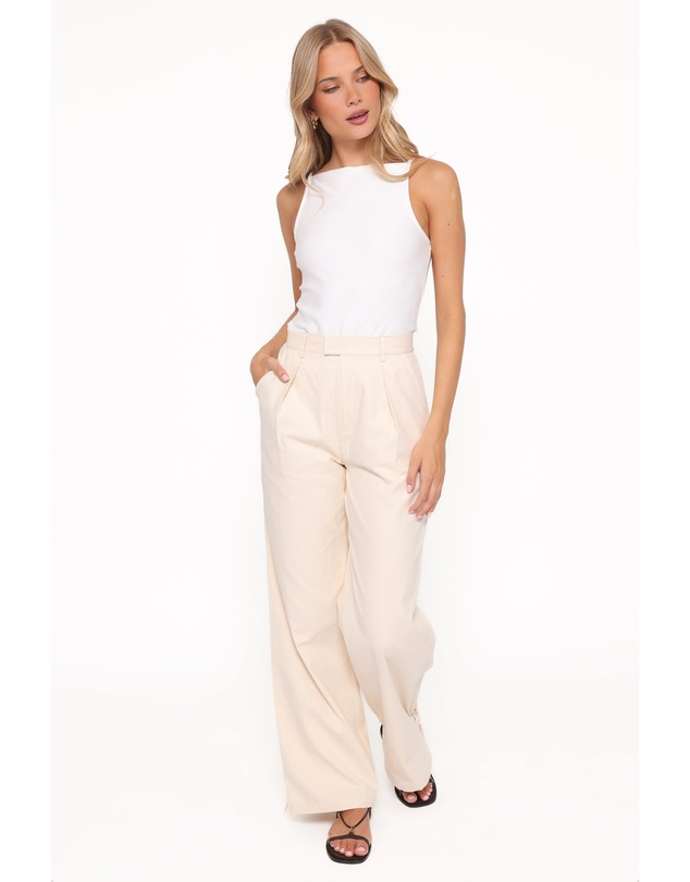 Petal & Pup - Asher Tie Detail Tapered Leg Pants - Cream