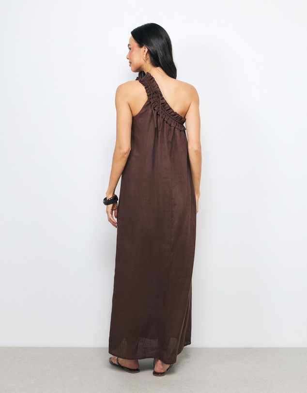 AERE - Suki One Shoulder Gathered Maxi Dress