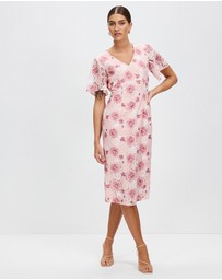 Pink Ruby - Glamerous Frill Sleeve Dress