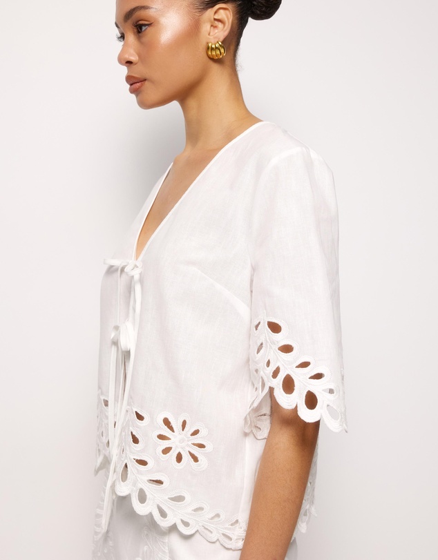 AERE - Adria Broderie Tie Front Top