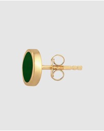 Kuzzoi - ICONIC EXCLUSIVE - Earrings Male Basic Circle Geo Enamel Green 925 Sterling Silver Gold Plated