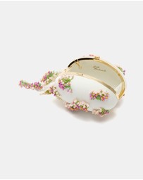 Self Portrait - Satin Floral Beaded Oval Clutch
