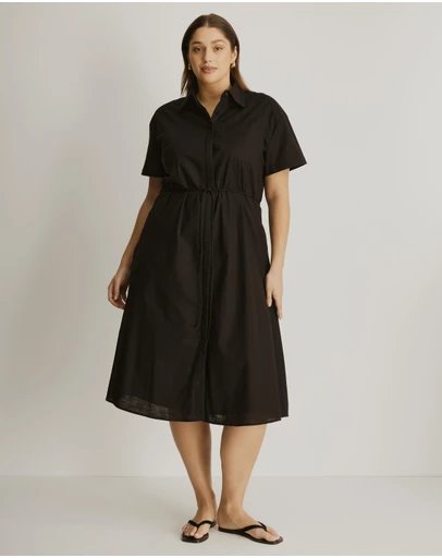 Atmos&Here Curvy - Cara Tie Waist Maxi Shirt Dress