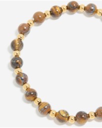 Lovisa - Waterproof Gold Plated Stainless Steel Tiger's Eye Semi Precious Stone Beaded Stretch Bracelet