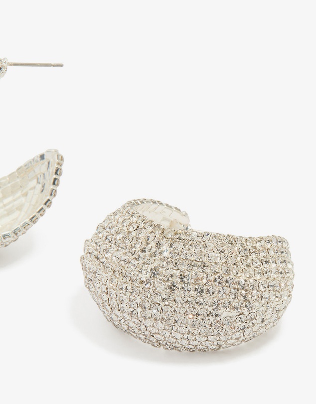 Lovisa - Silver Diamante Thick Hoop Earrings