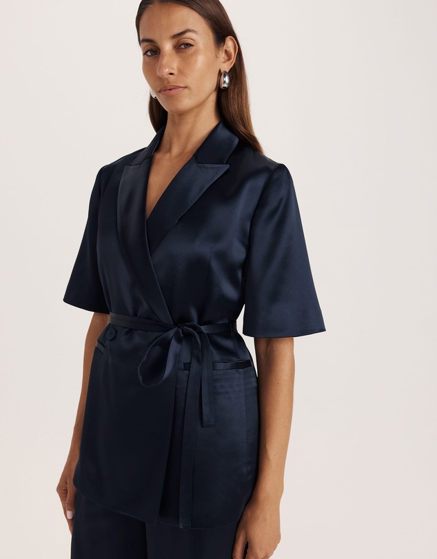 SABA - Sallee Satin Short Sleeve Belted Jacket