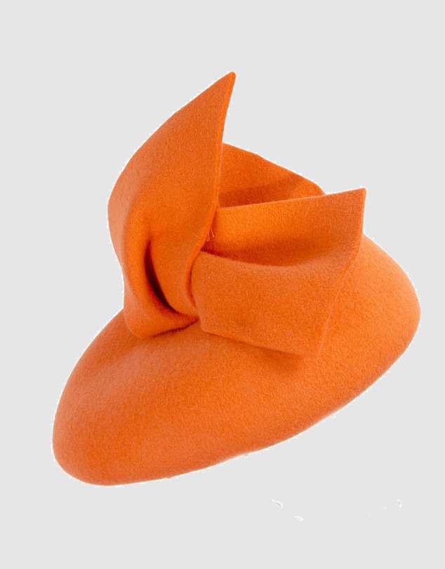 Max Alexander - Winter Orange Felt Pillbox with Bow