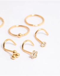 Lovisa - Gold Plated Titanium Ring & Hook Nose 6-Pack