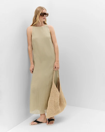 UNISON - Crinkle Sleeveless Maxi Dress