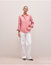 Trenery - Linen Classic Shirt in Dusty Rose
