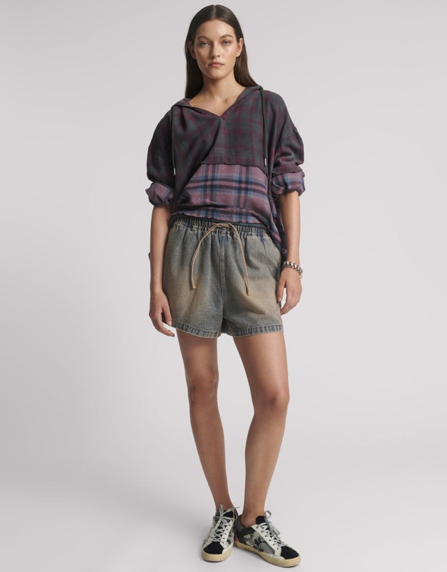 ONE TEASPOON - Boxer Low Waist Denim Shorts - Island Blue