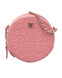 Pre-Loved by Azura Reborn - Pre-Loved CC Embossed Caviar Camellia Round Clutch With Chain