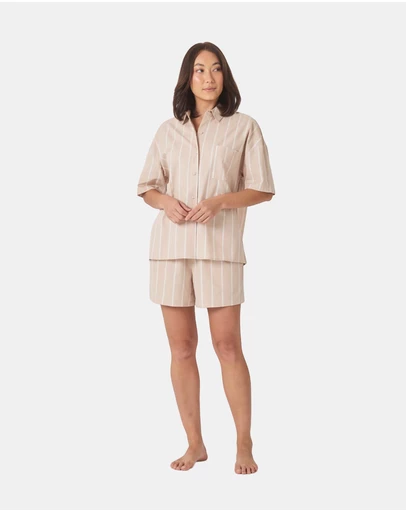 Gingerlilly - Sasha Striped Boyfriend Short PJ Set