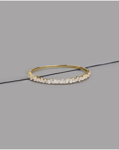 Wanderlust + Co - Jagged Baguette 14K Gold Vermeil Bangle