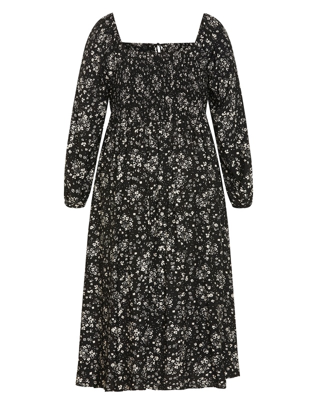 City Chic - Abbigail Long Sleeve Print Maxi Dress