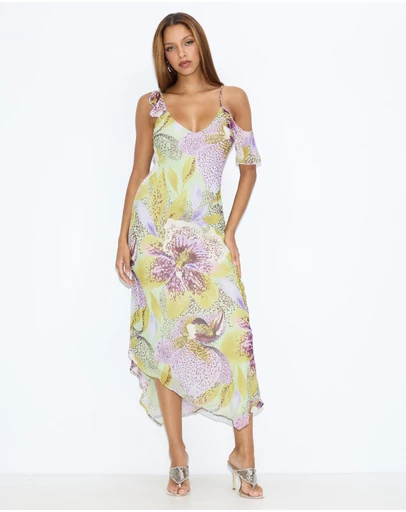 Dazie - Orchid Asymmetrical Midi Dress