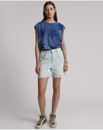 ONE TEASPOON - Kinks Mid Waist Long Length Denim Shorts - Le Surf