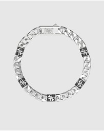 GUESS - Silver-Tone 4G Curb Chain Pave Bracelet