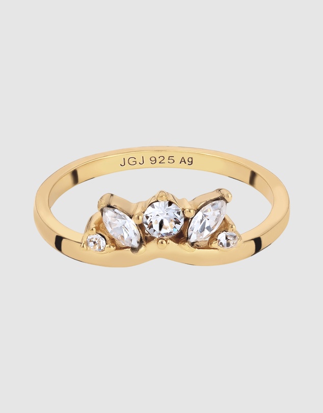 Elli Jewelry - Swarovski® Crystal Crown Ring in Gold-Plated 925 Silver