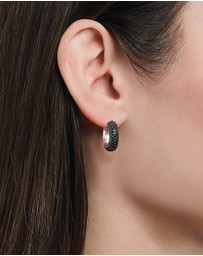 THOMAS SABO - Small, wide hoop earrings with black zirconia