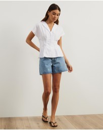 Atmos&Here - Marcy Pin Tuck Short Sleeve Shirt