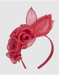 Max Alexander - Flower Red Sinamay Fascinator Headband