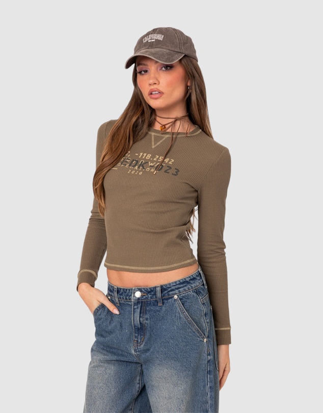 EDIKTED - Army Wife Ribbed T-Shirt