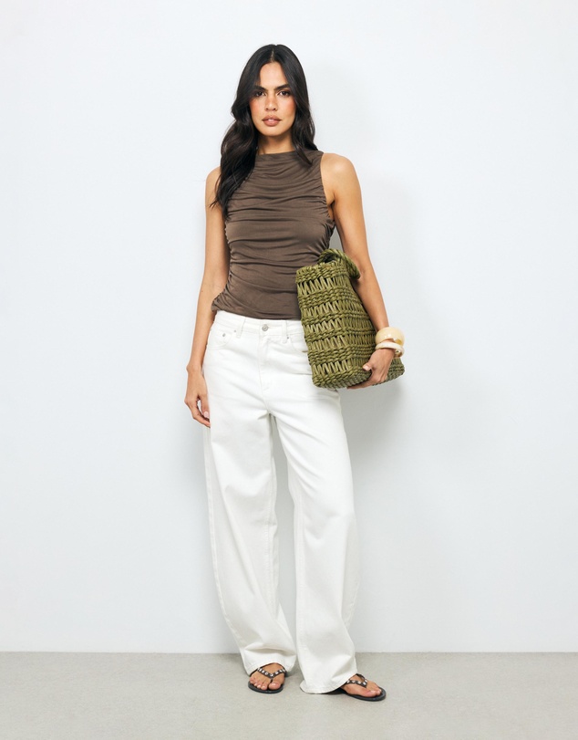 AERE - Dia Ruched Cupro Top